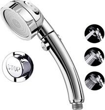 High Pressure Shower Head, 3-Settings Handheld Showerhead with ON/Off Full
