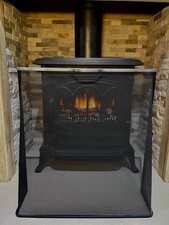 Fire Guard – Midnight Black Steel with Silver Trim, 63cm Fireplace Screen
