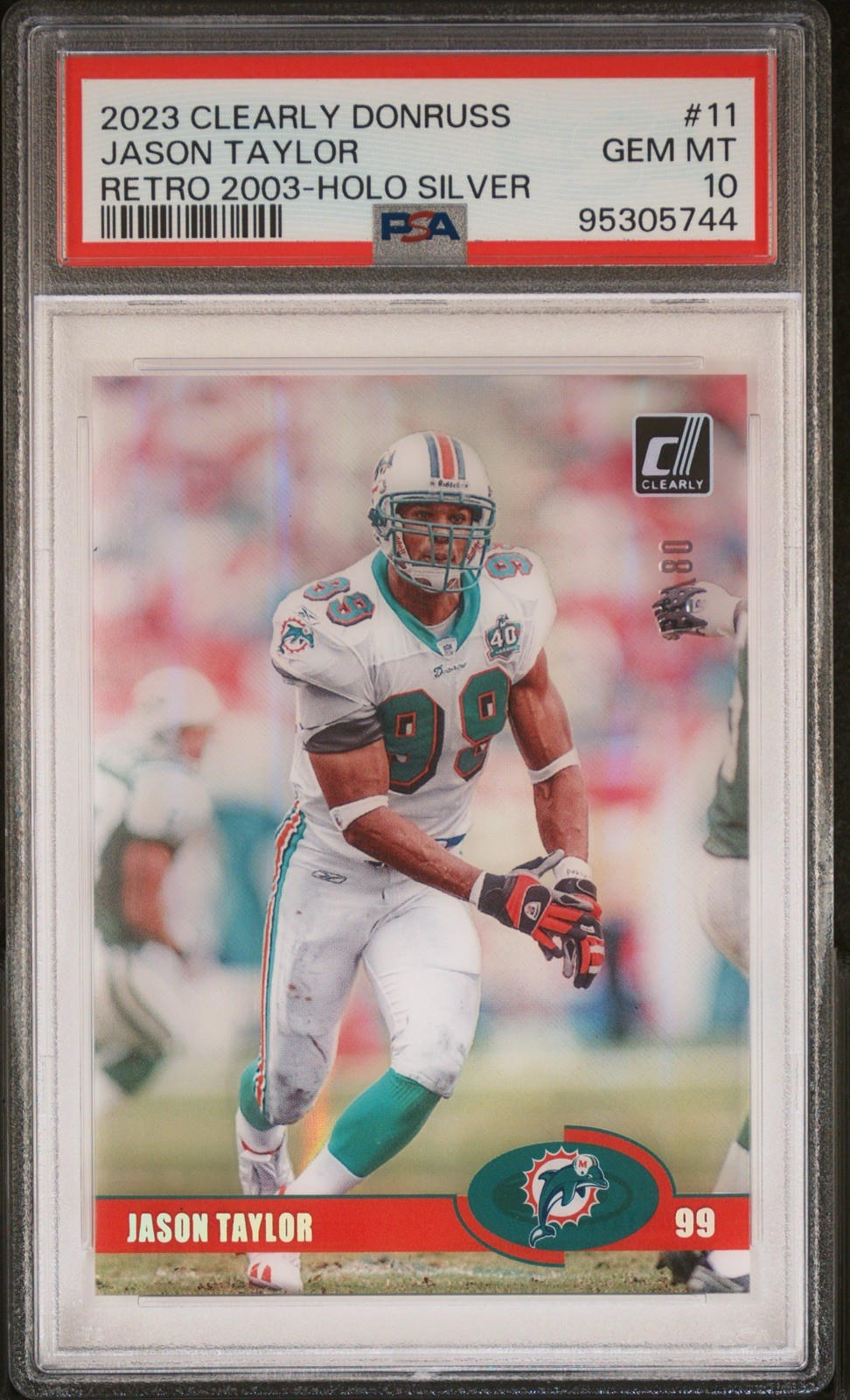 Jason Taylor Panini Clearly Donruss Clearly Retro 2003 #11 Holo Silver