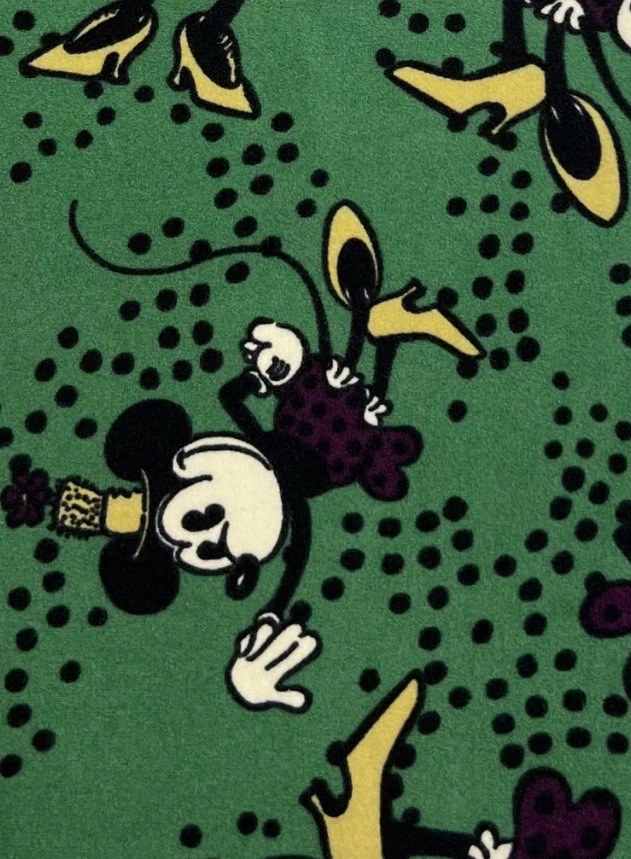 LuLaRoe Leggings DISNEY OS One Size Rare GREEN MINNIE MOUSE Polka Dot Cartoon - Image 3 of 4