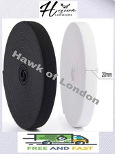 20MM TOP QUALITY BLACK/WHITE FLAT WOVEN ELASTIC BANDS SEWING VARIOUS LENGTHS