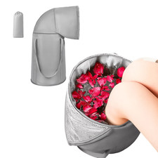 Collapsible Foot Soak Bucket w/ Pouch, Insulated Liner, Fits US 12  Under, Gray