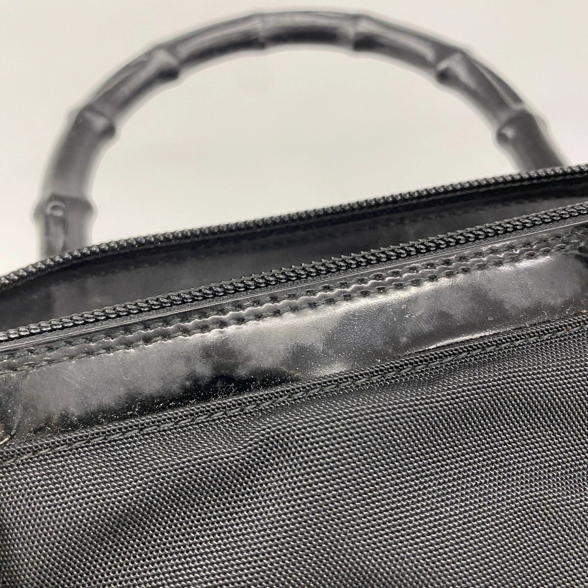 Gucci Bamboo Nylon 2way Handbag Black Silver Hardware thumbnail 8