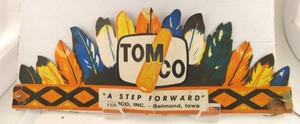 vintage TOMCO cardboard Indian advertisement in shape of wearable headdress