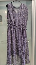 Simply Vera Purple Chiffon Pattern Smocked Waist And Ruffles Midi Dress Xl slip