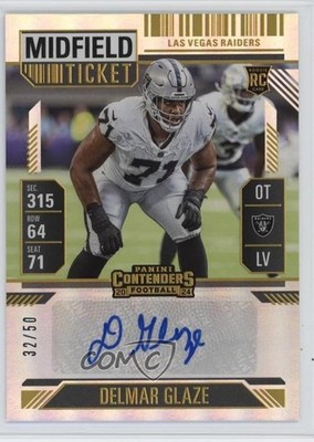 2024 Panini Contenders Midfield Ticket /50 Delmar Glaze #294 Rookie Auto RC 1p5x