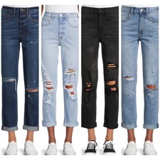 No Boundaries Juniors  High Rise Destructed Girlfriend Jeans