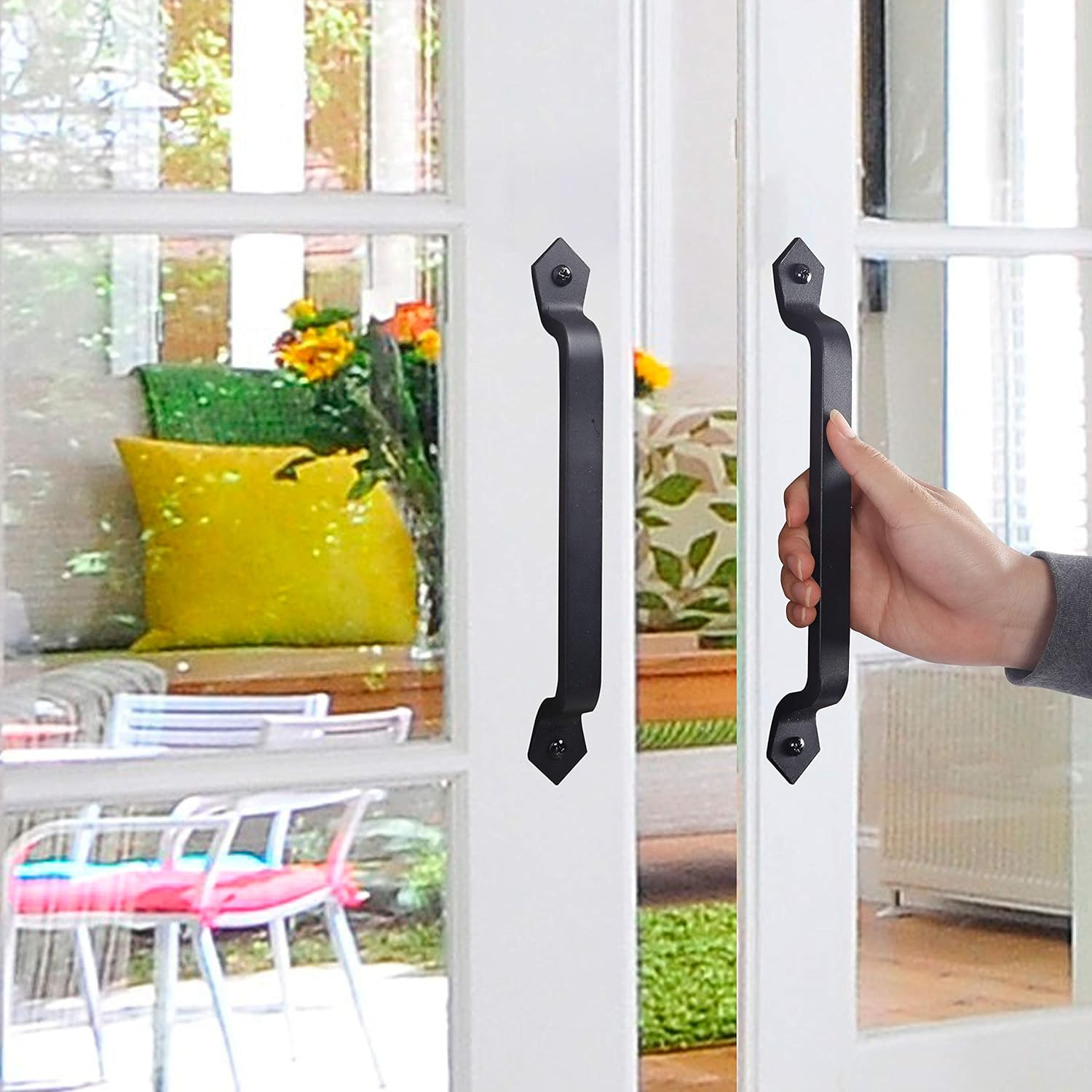 WEBI Rustic Gate Handle:11 Inch Cast Iron Sliding Barn Door Handle,Vintage Long 