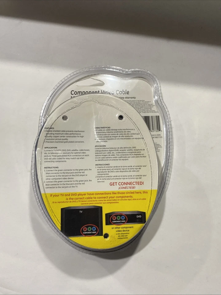 GE Component Video Cable 82735 Ultra Pro 8 Feet Color Coded Premium New Sealed - Image 2 of 4