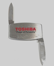 Toshiba Power of Portability ZIPPO SS Pocket Knife Money Clip Vintage Rare Exec