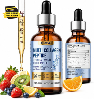 Multi Collagen Peptides Liquid Drops, Liquid Collagen for Women, with Collagen P