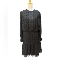 Love By Design Midi Dress 2X Black Swiss Dot Lace Boho Romantic