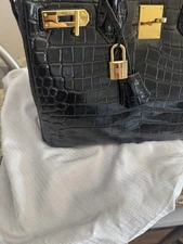 Black Faux Leather Top Handle/shoulder Strap Bag 30cm