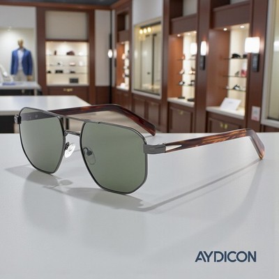 Aydicon Trendy Gun Green Polygon Polarized Men's Sunglasses UV 400 MB1466