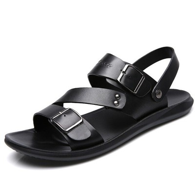 Men's Sandals Pu Leather Summer Casual Comfortable Flats Beach Footwear Shoes