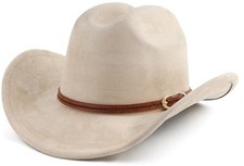 Cowboy Hat for Women and Men Wide Brim Western Cowgirl Hat One Size Beige