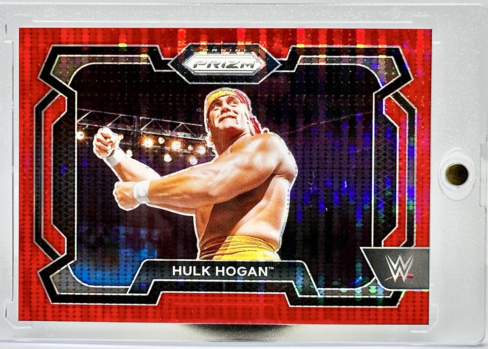 2024 Panini Prizm WWE Prizm Hulk Hogan Trading Card /399 #70 Red Pulsar Prizm