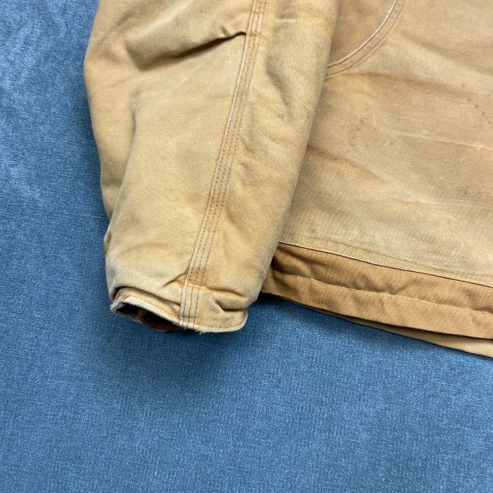 Vintage Carhartt Work Jacket Mens Large Beige Canvas Hooded