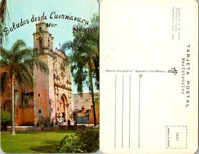 Cuernavaca Mexico Vintage Postcard Saludos desde Cuernavaca Church Unused Color
