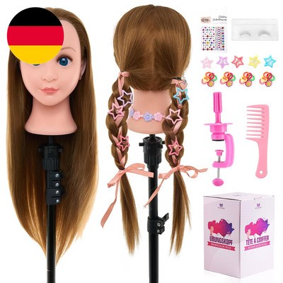 Neverland Beauty 22'' Frisierkopf 60% Echthaar Übungskopf - Puppenkopf Zum Frisie