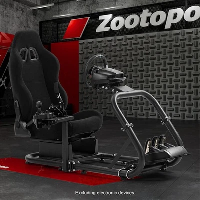 Zootopo Racing Simulator Cockpit mit Schwarzem Sitz Passend für Logitech G29