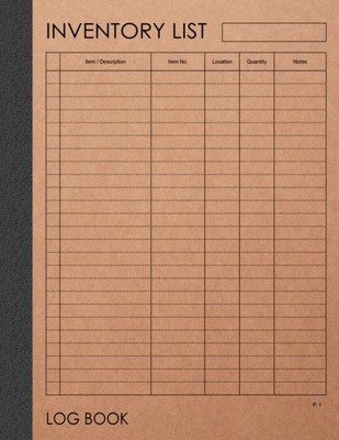Inventory List Log Book: 120 pages , 8.5 x 11 inches ( large size ) , Brown craf