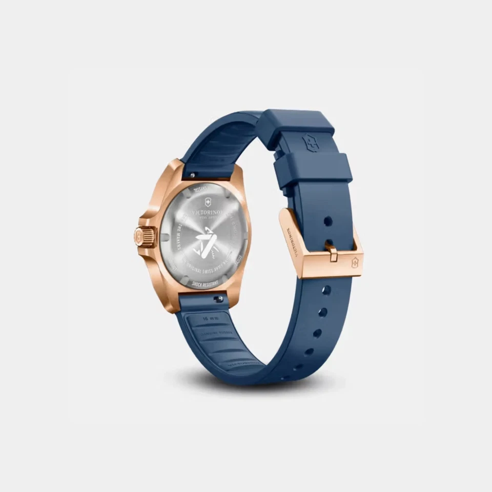 Reloj de cuarzo para mujer Victorinox INOX granulado esfera azul oscuro bisel oro rosa 242035 Foto 2 de 4