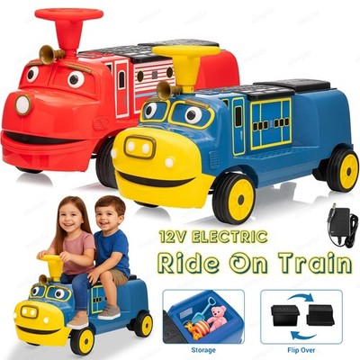 12V Eletrical Ride on Train Trackless Toy Car for Kids 2-Seater  2 Speeds Music