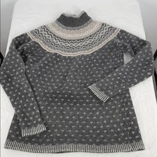 Valerie Stevens Sweater Wm Small Furblend Angora Lambswool Rabbit Fair Isle Gray