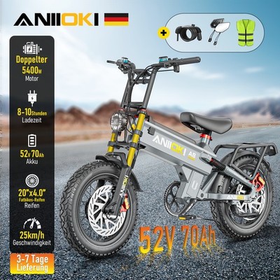 20''ANIIOKI A8 PRO MAX  70AH Elektrofahrrad Mountainbike  Fatbike  Doppelmotor EU