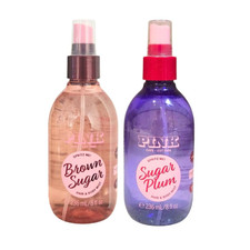 Victoria's Secret Pink Brown Sugar Sugar Plum Hair Body Mist 2pc Set 8 fl oz
