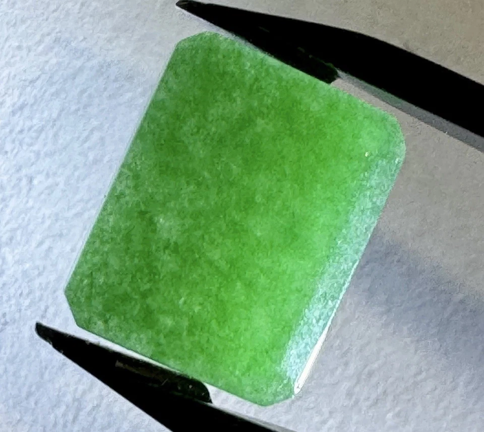 ANTIGUO STOCK 1.50ct AGUA BIRMANA IMPERIAL ESMERALDA VERDE JADEÍTA CORTE ESMERALDA Foto 2 de 4