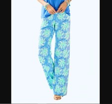 Lilly Pulitzer NEW Womens Size XXS Blue 33" Bal Harbour Palazzo Pants 128
