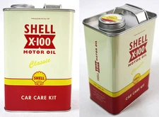 RARE SHELL X-100 CAR CARE KIT RETRO TIN METAL BOX CELEBRATING 120 YEARS NEW !