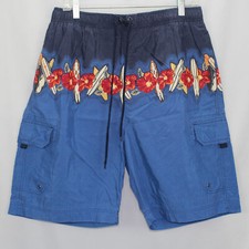 Sonoma Pro-Active Men's Size Medium Blue Swim Shorts Surfboards Floral Design