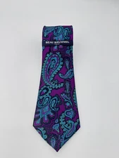 Beau Brummel Soho Neck Tie Paisley Purple 100% Silk NWT Handmade
