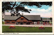 Crown Point Trading Post Reservation New York NY Log Cabins PPL Postcard Unused