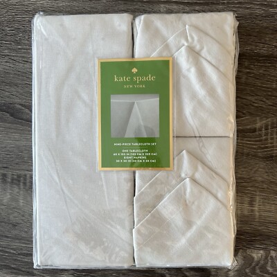 Kate Spade New York, 9 Piece Larabee Dot Napkin Tablecloth Set Beige
