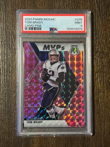2020 Panini Mosaic #298 Tom Brady Prizm Camo Pink Patriots HOG GOAT PSA 9