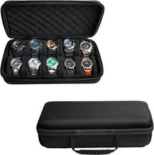 10 Slot Watch Storage Box, Hard Watch Travel Case Bag with Soft Pillow