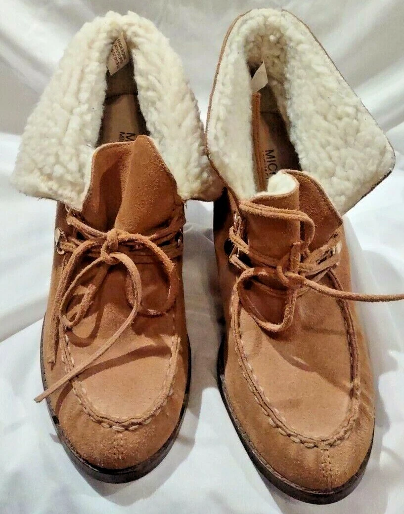 Women s Michael Kors Lace Up Wedge Ankle Boots Boots Shoes Size 6.5 Brown Suede
