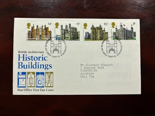 United Kingdom 1978 - Historic Buildings FDC stamps set Philatelic Bureau Edinbu