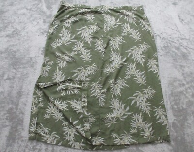Linden Hill Rayon Maxi Wrap Skirt Womens XXL Green Hawaiian Floral High Rise