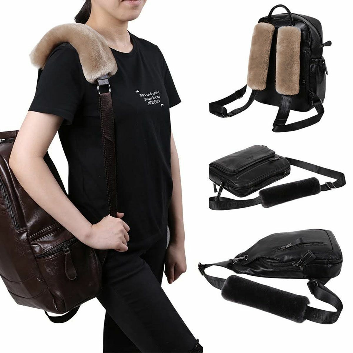 2PCS Car Soft Plush Seat Belt Cover Shoulder Pad Straps Cushion Covers Khaki