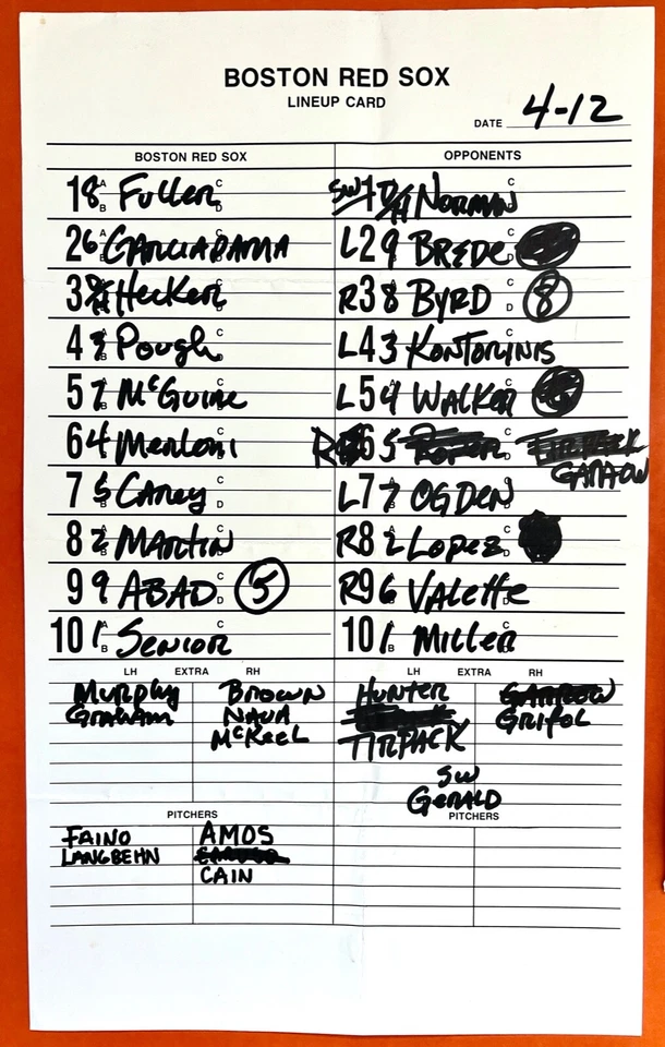 BOSTON RED SOX ROOKIE NOMAR GARCIAPARRA MINOR LEAGUE LINEUP CARD LOT OF 5-MUST C - Image 2 of 4