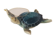 Ocean Sea Turtle Blue Resin Figurine has the Caribbean Islands on the side of it