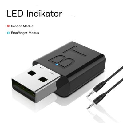 2-in-1 Bluetooth Adapter Transmitter und Empfänger TV PC Audio Sender 3.5mm NEU