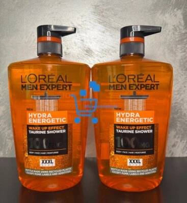2 x L'oreal Paris Men Expert Hydra Energetic Body Shower Gel Large XXXL