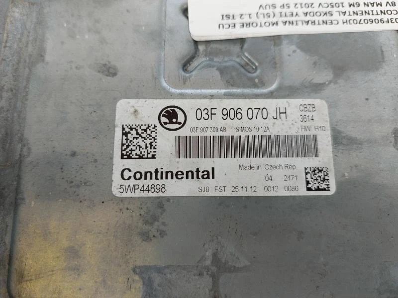 03F906070JH CENTRALINA MOTORE ECU CONTINENTAL SKODA YETI (5L) 1.2 TSI 8V MAN 6M  - Immagine 4 di 4