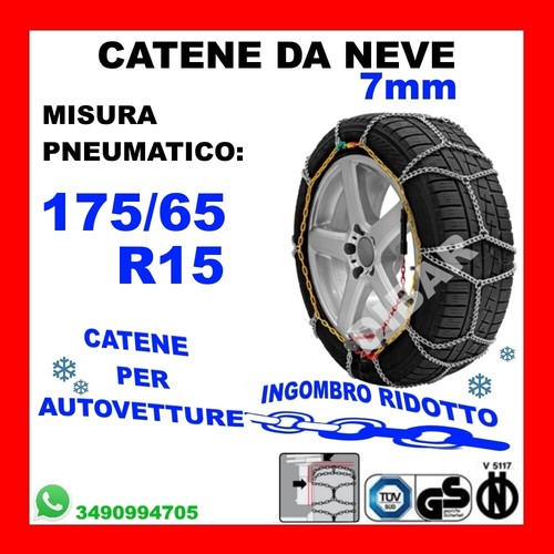 Catene da Neve Auto Omologate 7mm Ingombro Ridotto Misura 175/65 R15 - Lfsl7-60